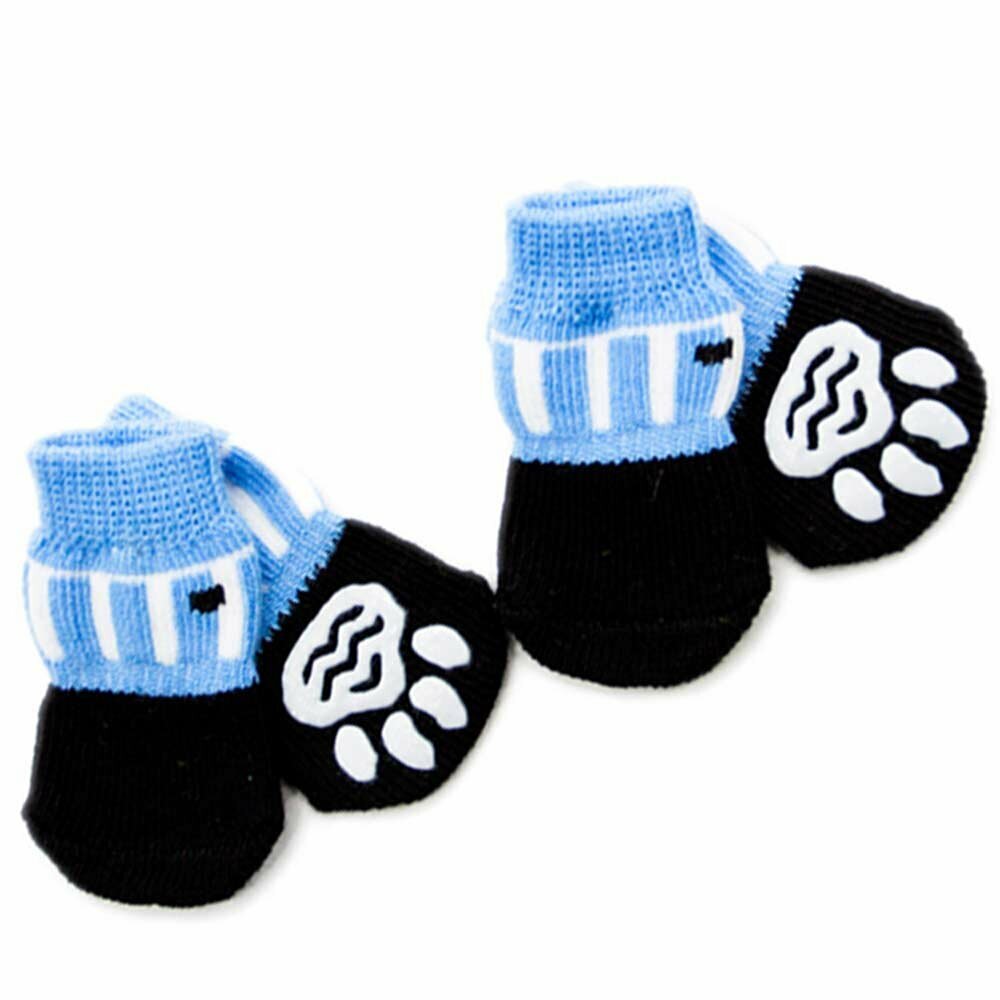 Calcetines antideslizantes para perros GogiPet, rayas blancas azules