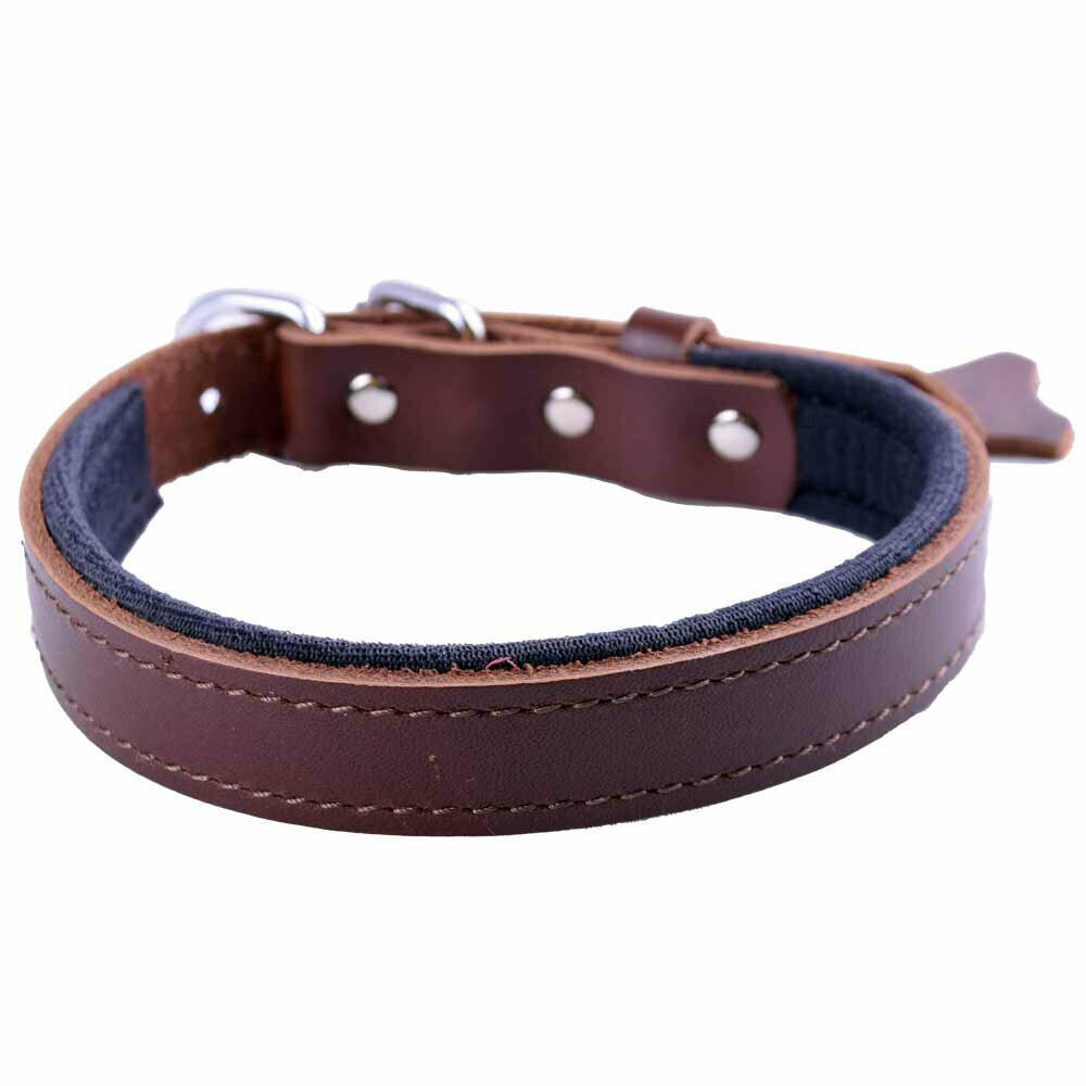 GogiPet® confort collar de perro de cuero marrón con 45 cm