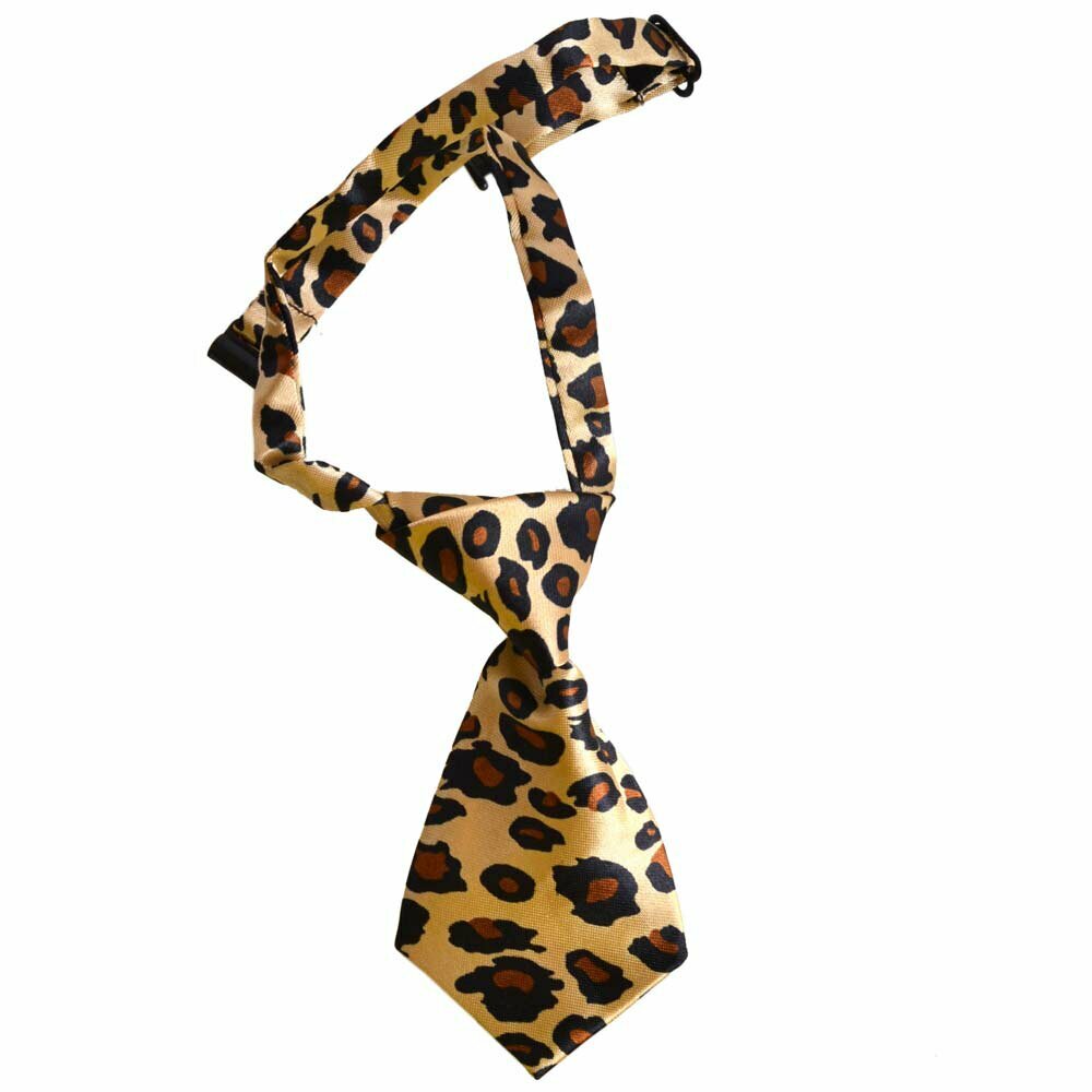 Corbata para perros beig hecha a mano con estampado de leopardo, mod. Matthew de GogiPet - Animal Print