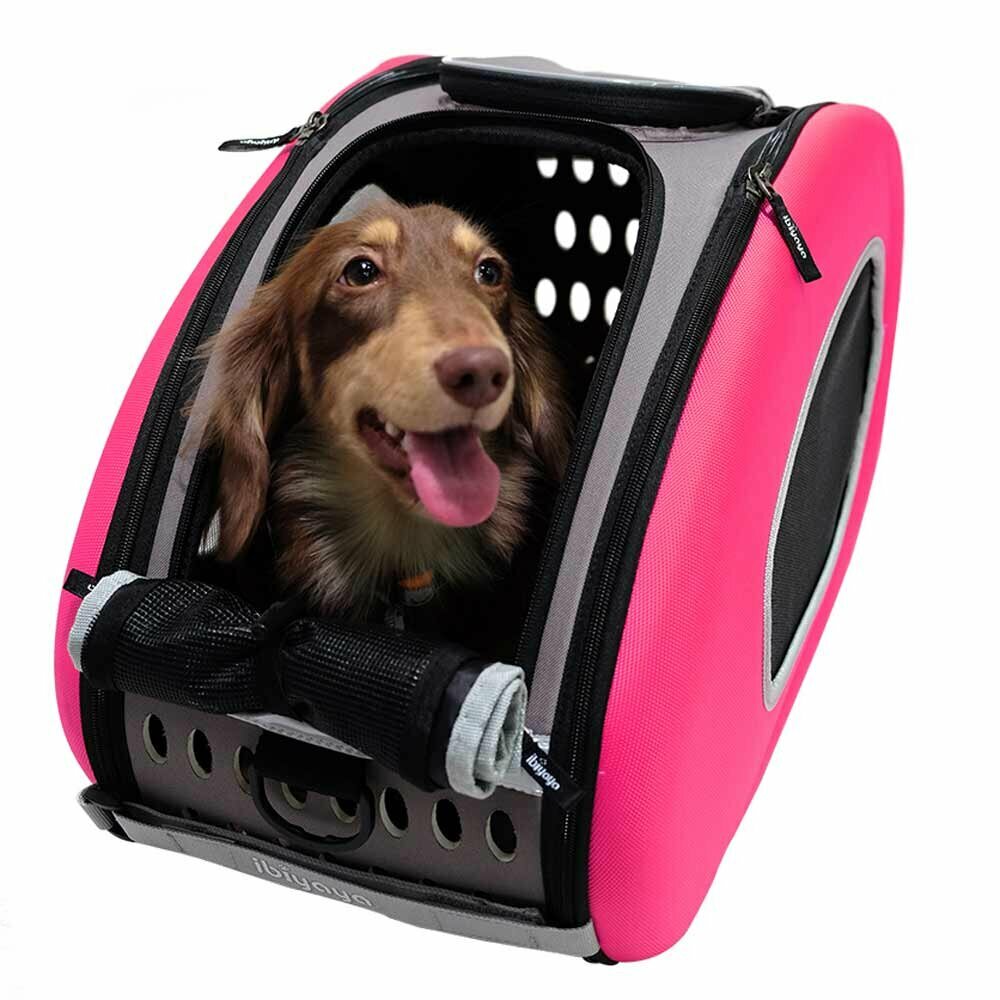 Transportín rosa para perros con función de trolley