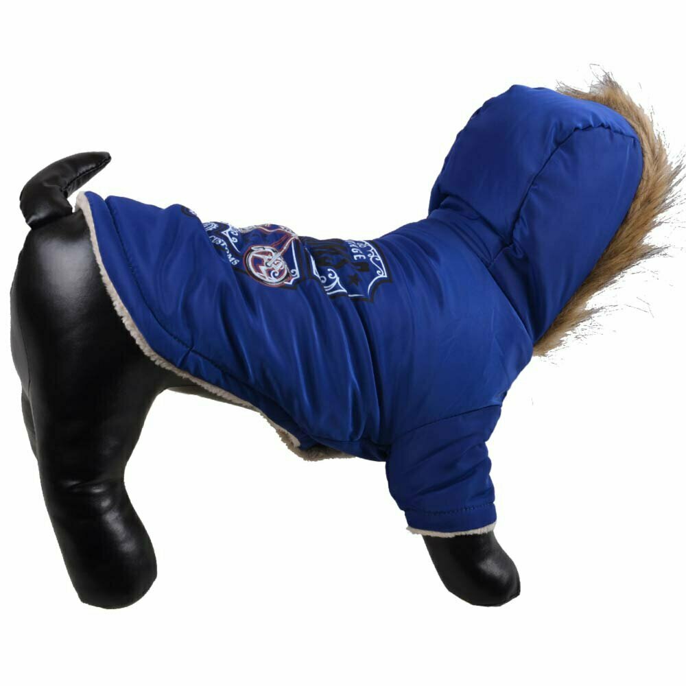 Chaqueta cálida para perros "Harley" de GogiPet, azul con capucha