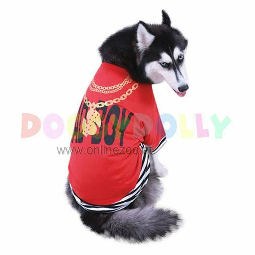 Bonita camiseta para perros "Bad Boy" de DoggyDolly, roja