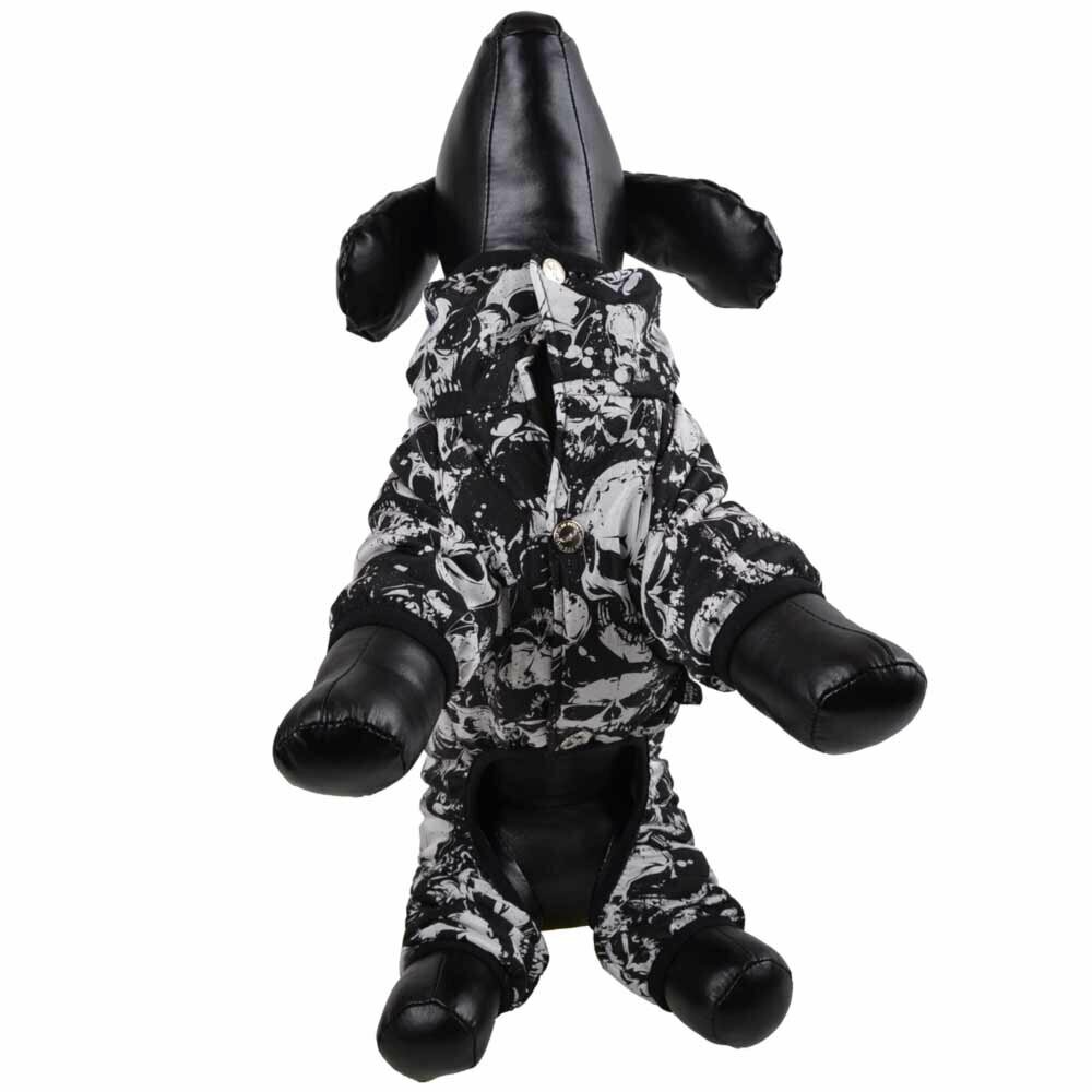 Mono de nieve para perros de GogiPet, negro con calaveras