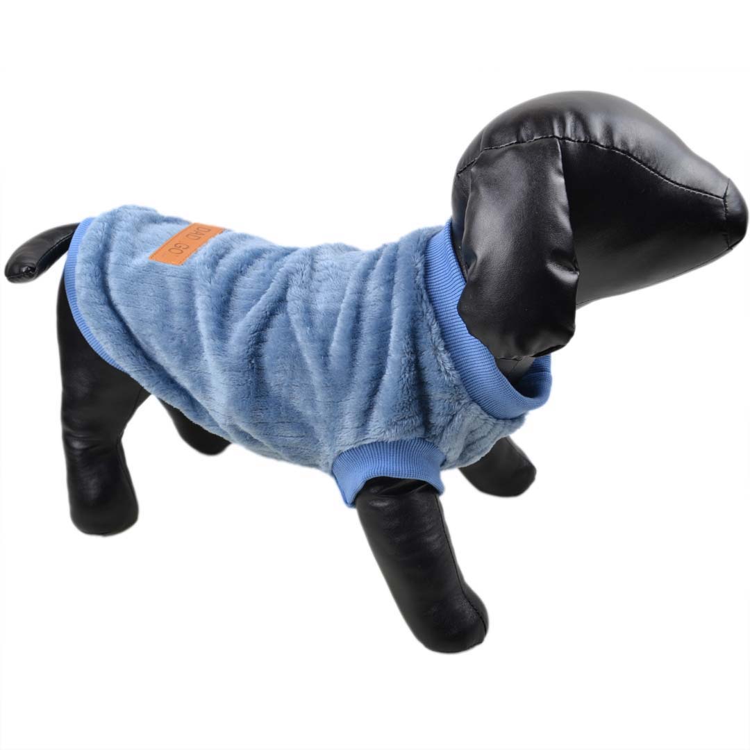 Suéter para perros de forro polar cepillado, azul - Ropa de abrigo para perros