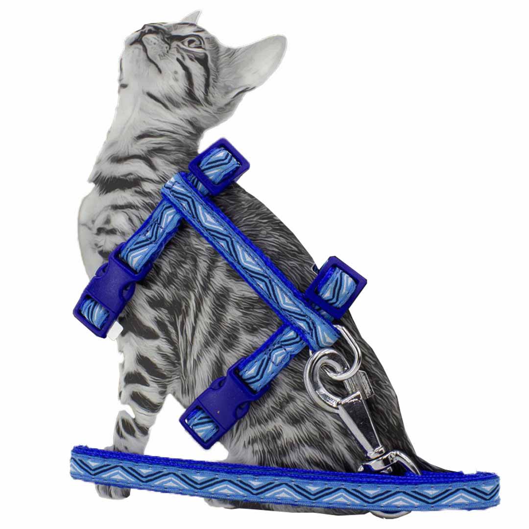 Arnés para gatos con correa de GogiPet® "Gatito azul"