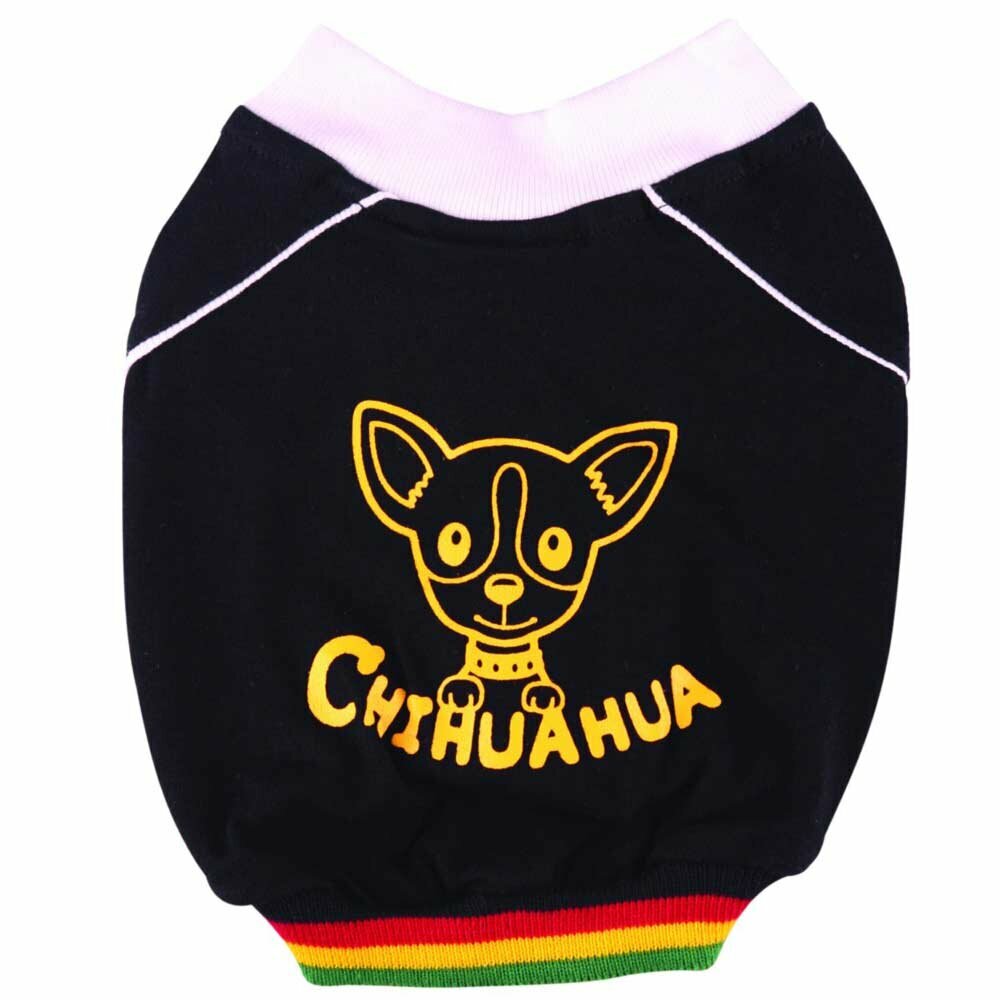 Camiseta para perros con Chihuahua en la espalda de DoggyDolly, negra
