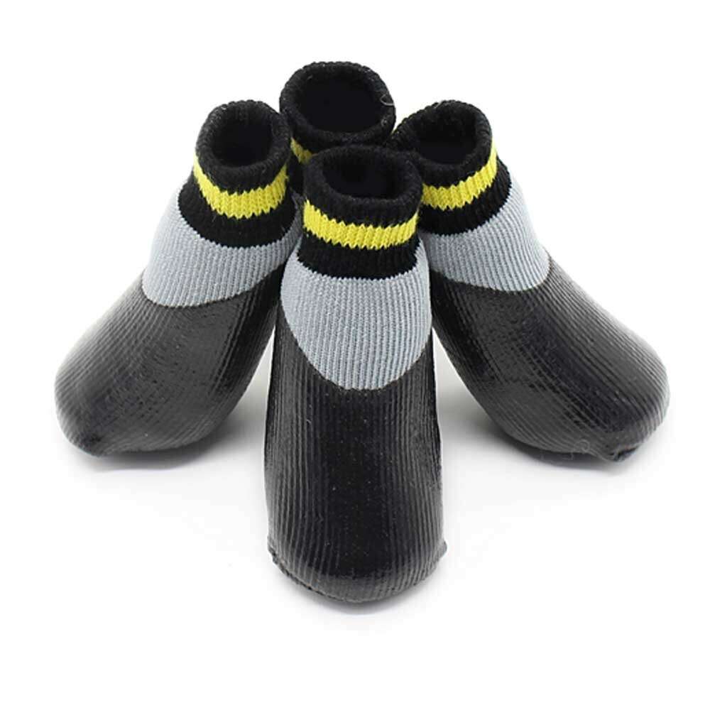Botas para perros GogiPet con suela de goma, negro, en diseño de calcetín