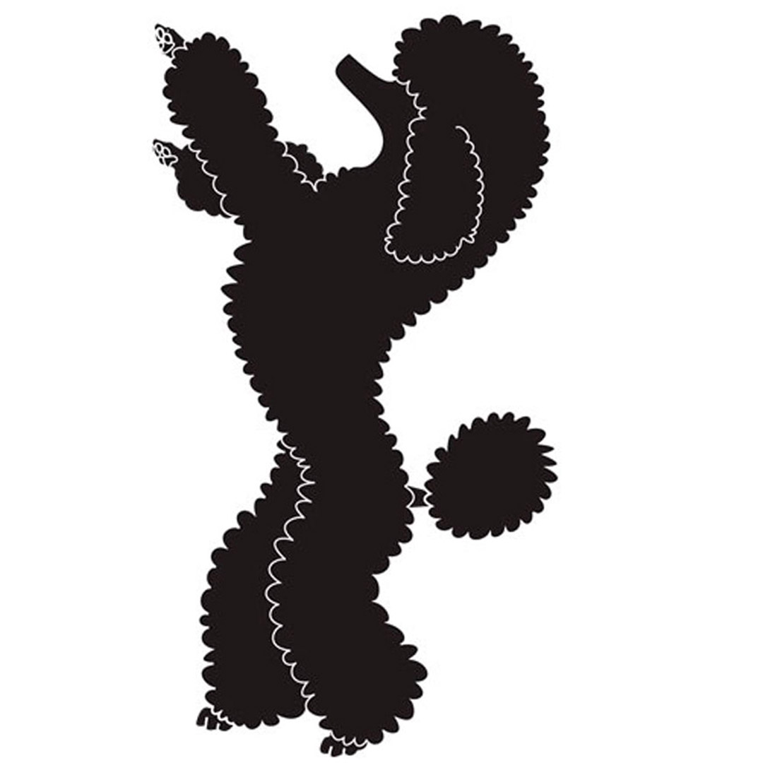 Pegatina decorativa de Caniche sobre 2 patas a la izquierda de GogiPet, negra - Resistente a los rayos UV