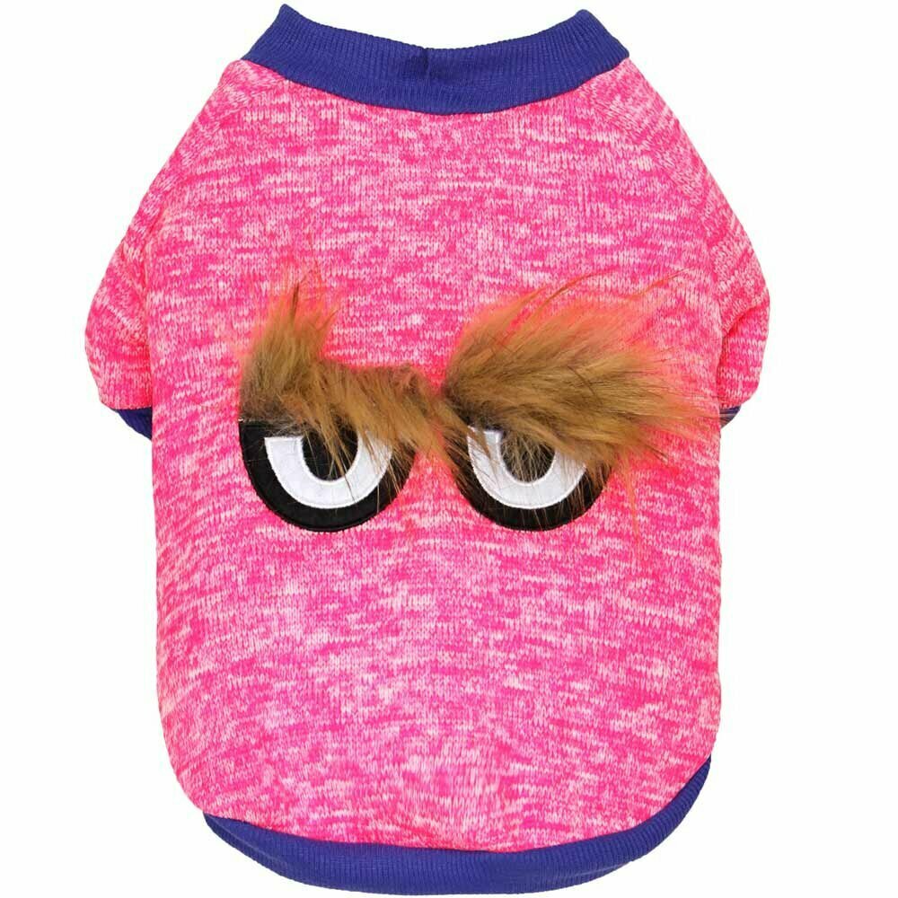 Suéter cálido de punto para perros "Ojos bonitos" de GogiPet, rosa, de algodón