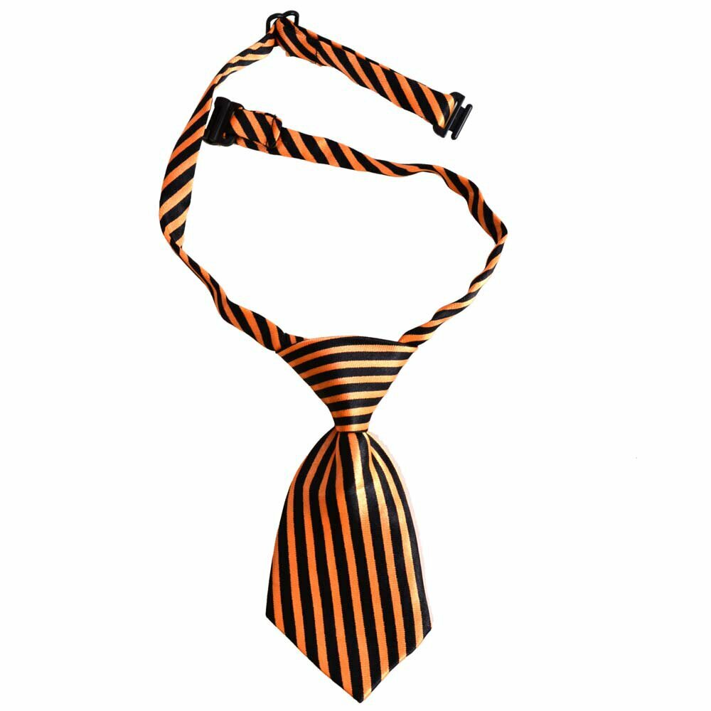 Corbata para perros hecha a mano con rayas finas naranjas y negras GogiPet