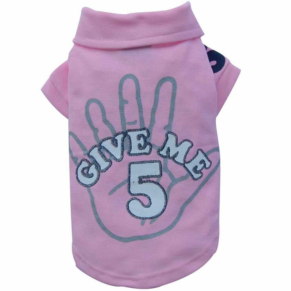 Camiseta para perros pequeños "Give me 5" de DoggyDolly, rosa