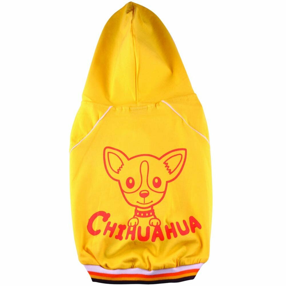 Camiseta para perros amarilla con capucha "Chihuahua" de DoggyDolly