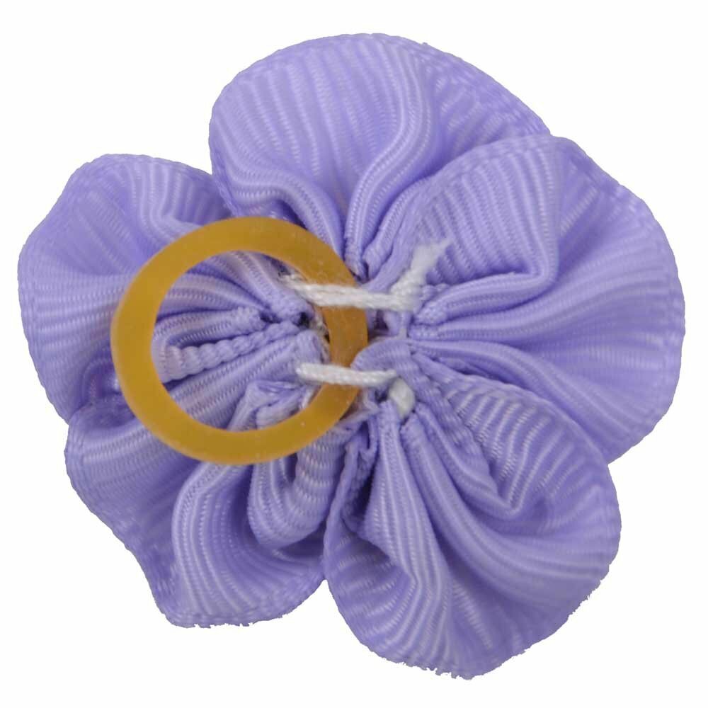 Lazo para el pelo en color lila con una rosa en el centro, de diseño encantador con goma elástica de GogiPet - Modelo Rose