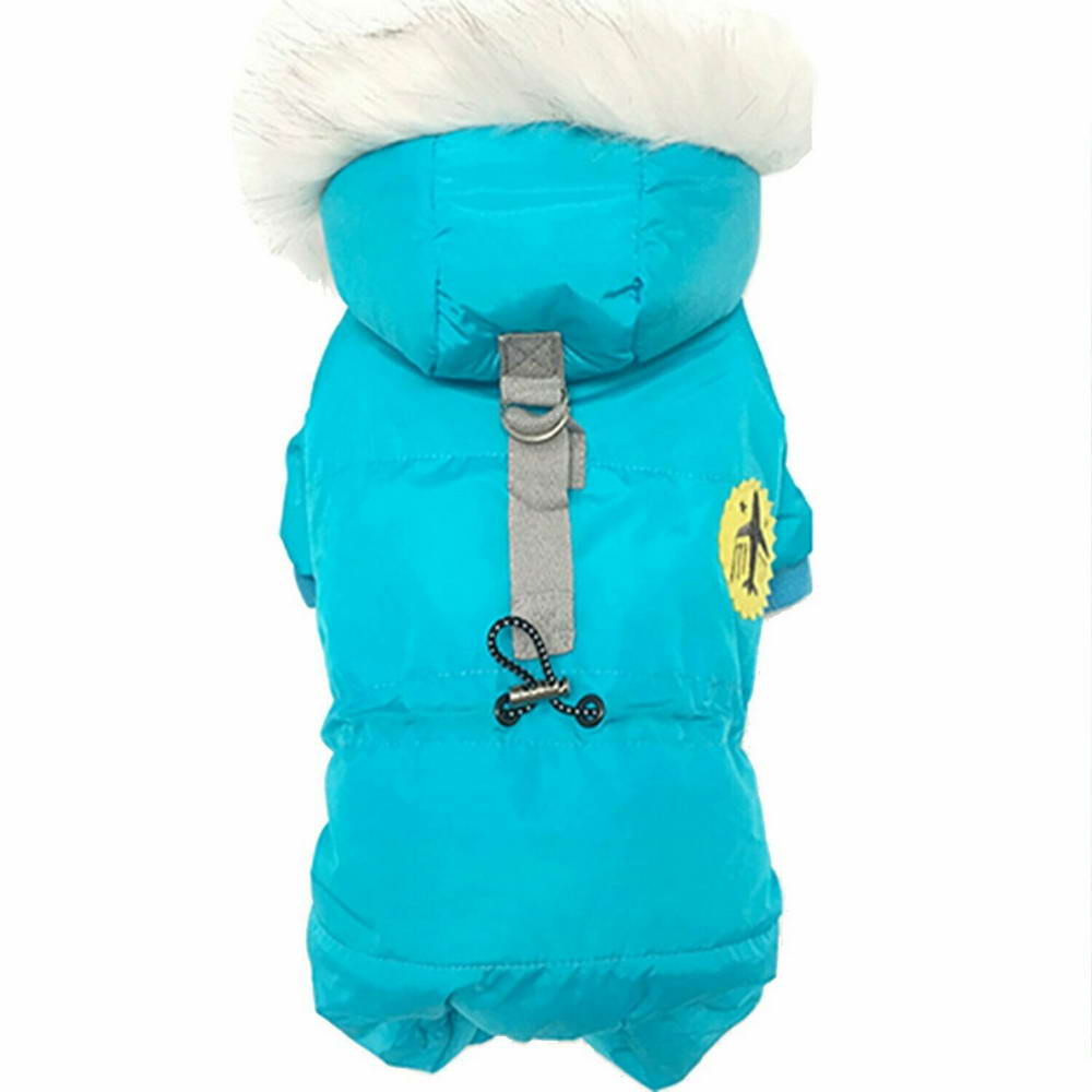 Mono de nieve para perros "Sky Fly" de GogiPet, azul con capucha sujetable