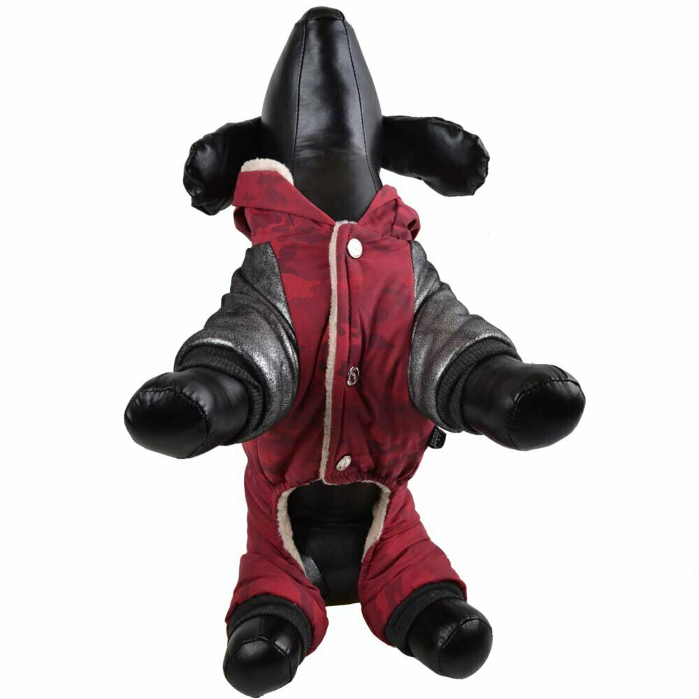 Mono con piel de ante para perros de GogiPet, rojo oscuro con 4 mangas