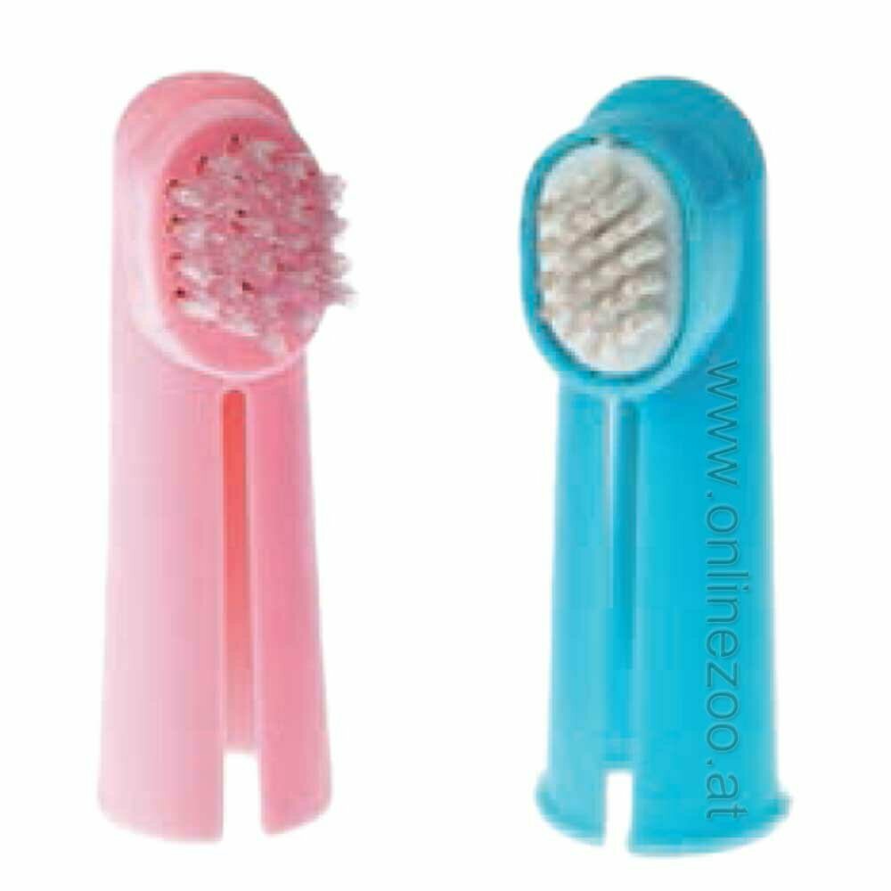 Pack de 2 cepillos de dientes para perros de dedo, para limpiar los dientes y masajear la encía.