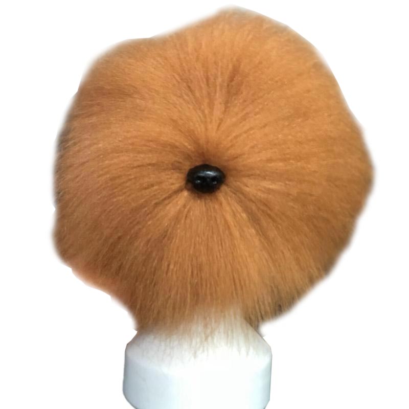 Peluca de pelo color albaricoque-blanco para cabeza básica de perro para practicar