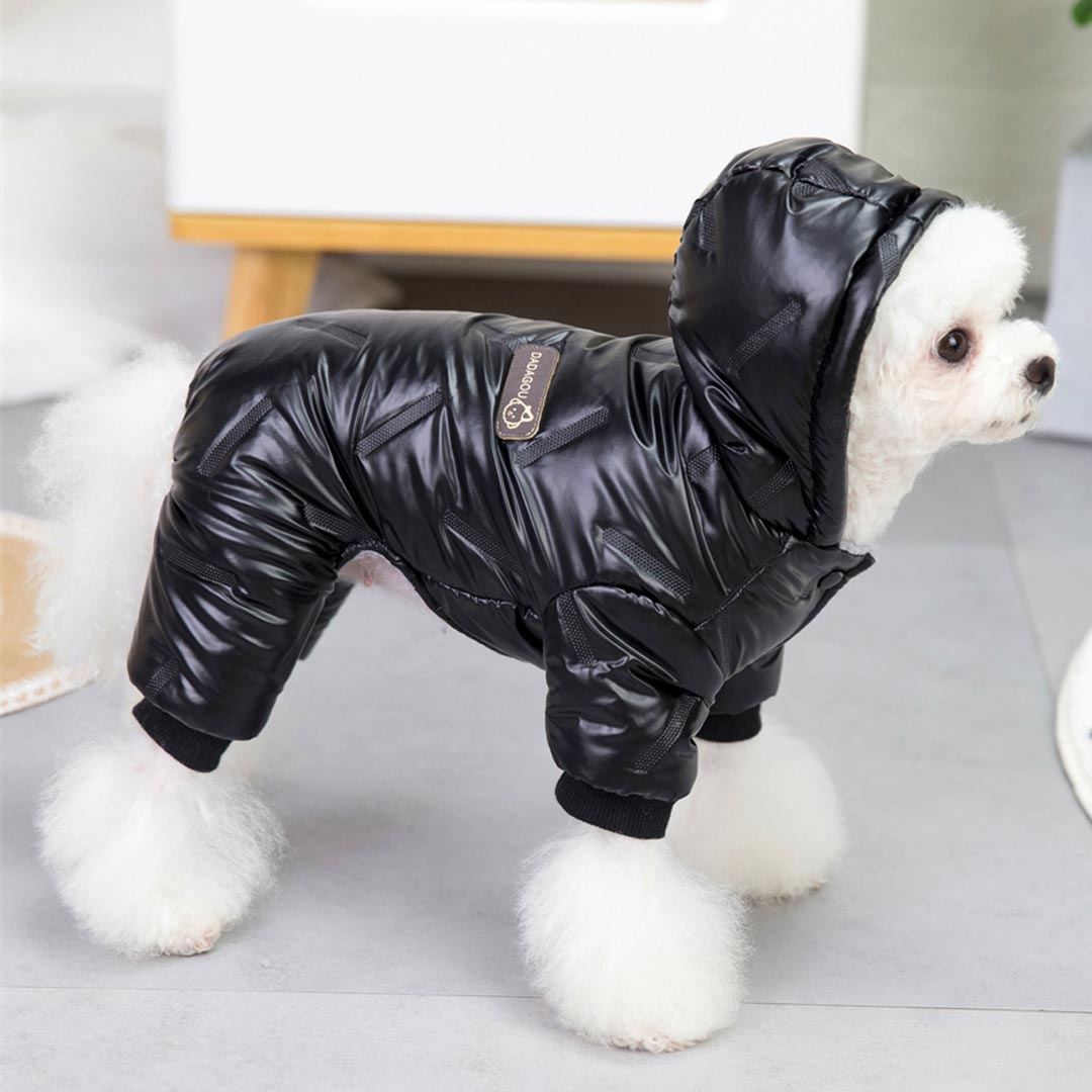 Mono de nieve cálido para perros con capucha "Moonwalk", negro 
