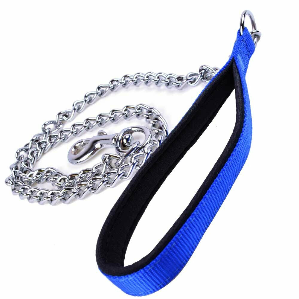 Correa para perros con cadena Confort GogiPet®, azul con asa acolchada