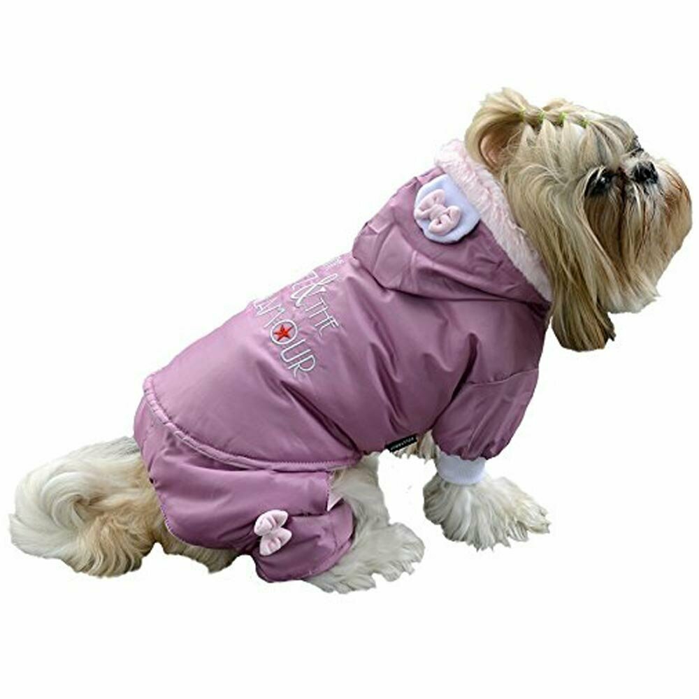 Anorak para perros rosa con patas y capucha desmontables - DoggyDolly W100