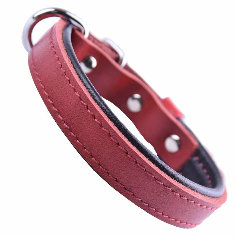 GogiPet® Collar para perro de cuero suave rojo