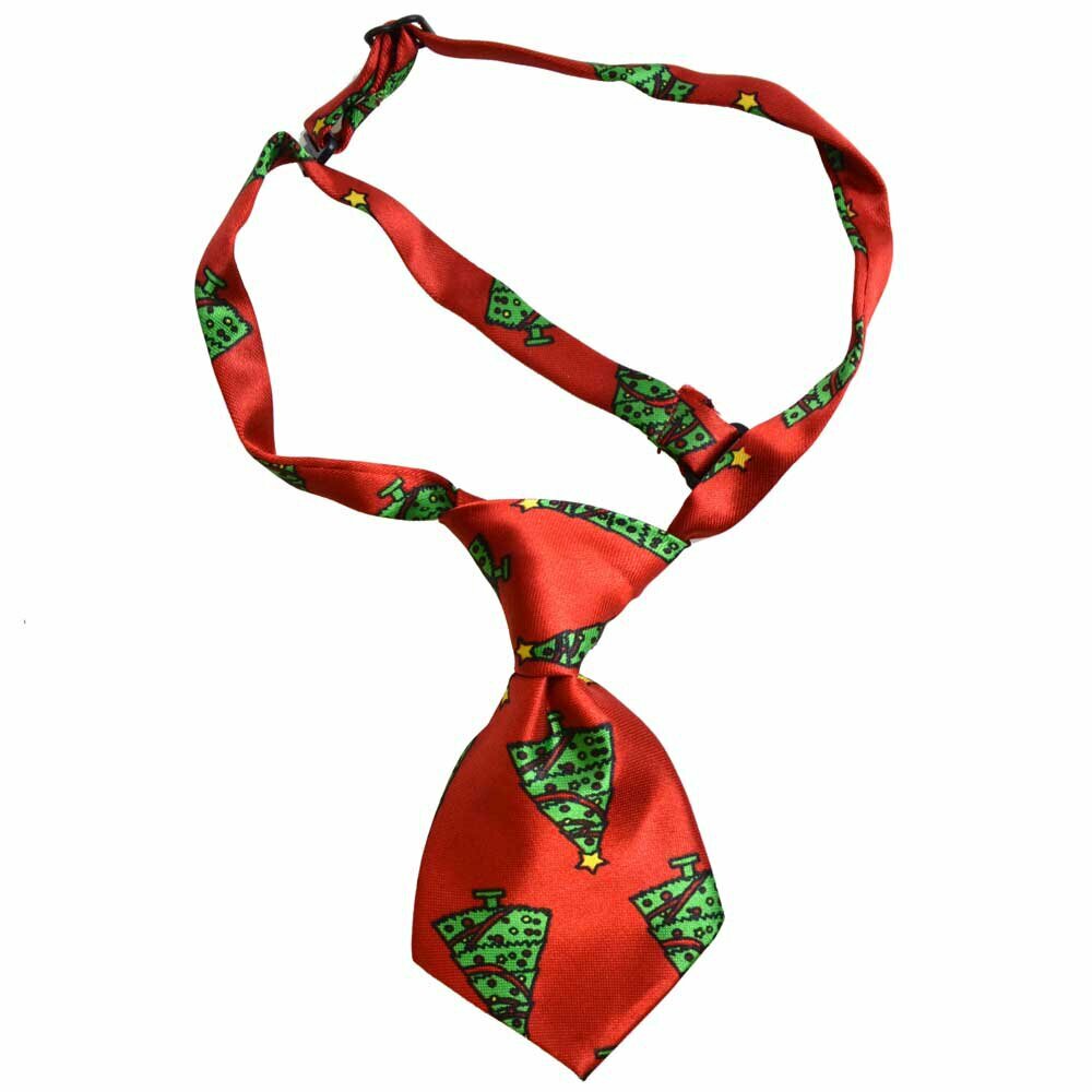 Corbata para perros roja con árboles de Navidad de GogiPet