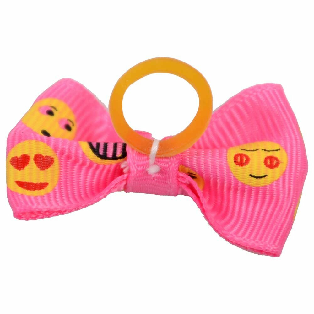 Lazo para el pelo rosa chicle con emojis de diseño encantador con goma elástica de GogiPet