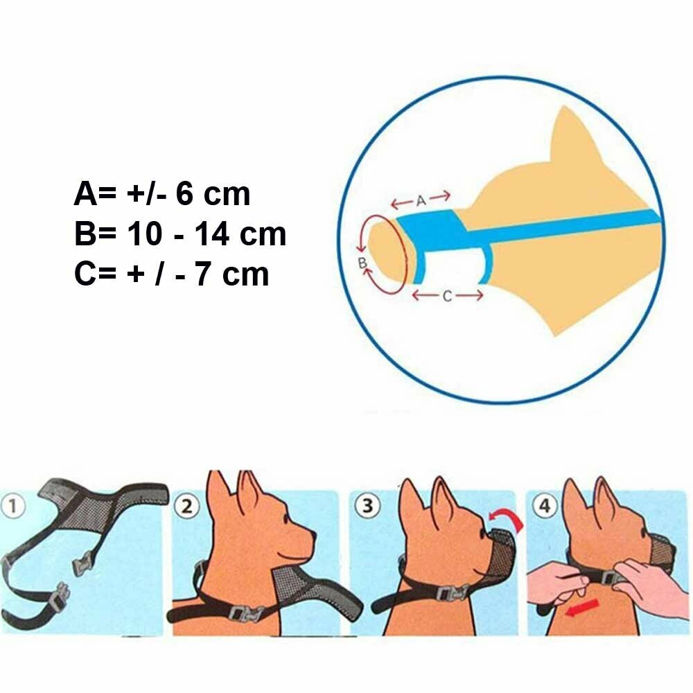 Bozal blando para perros con un peso aprox. de 10 a 15 kg. - Medidas y contorno de hocico