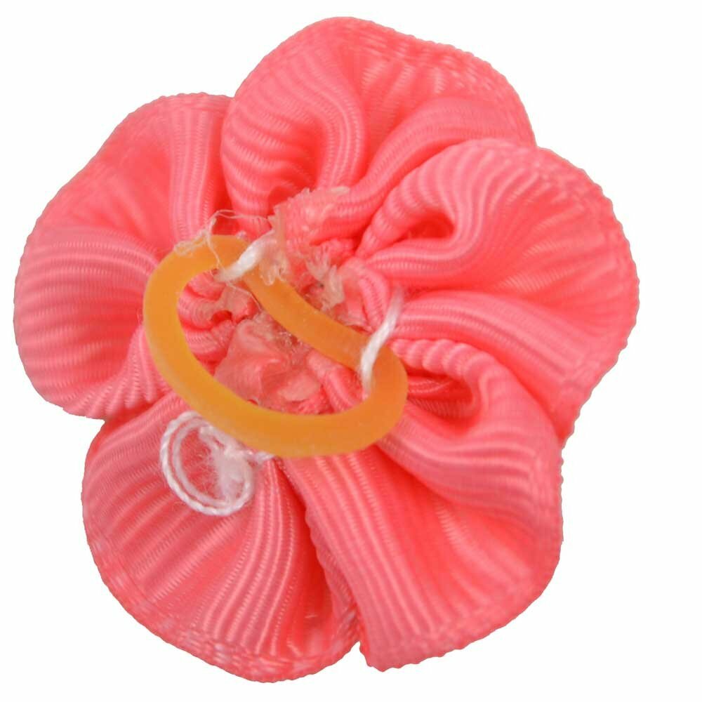 Lazo para el pelo en color salmón con una rosa en el centro, de diseño encantador con goma elástica de GogiPet - Modelo Rose