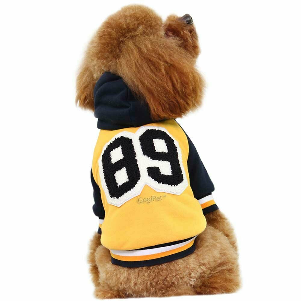Chaqueta cálida de béisbol para perros "89" GogiPet, amarilla