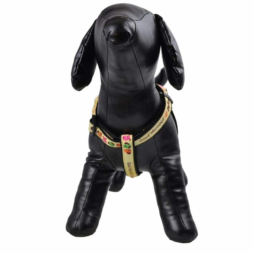 Arnés pechera para perros en color negro, disponible en varios colores y tallas