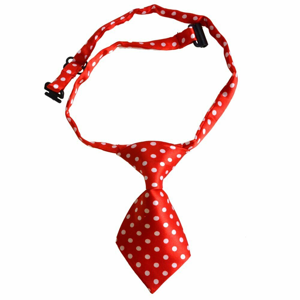Corbata para perros hecha a mano roja con puntos blancos de GogiPet