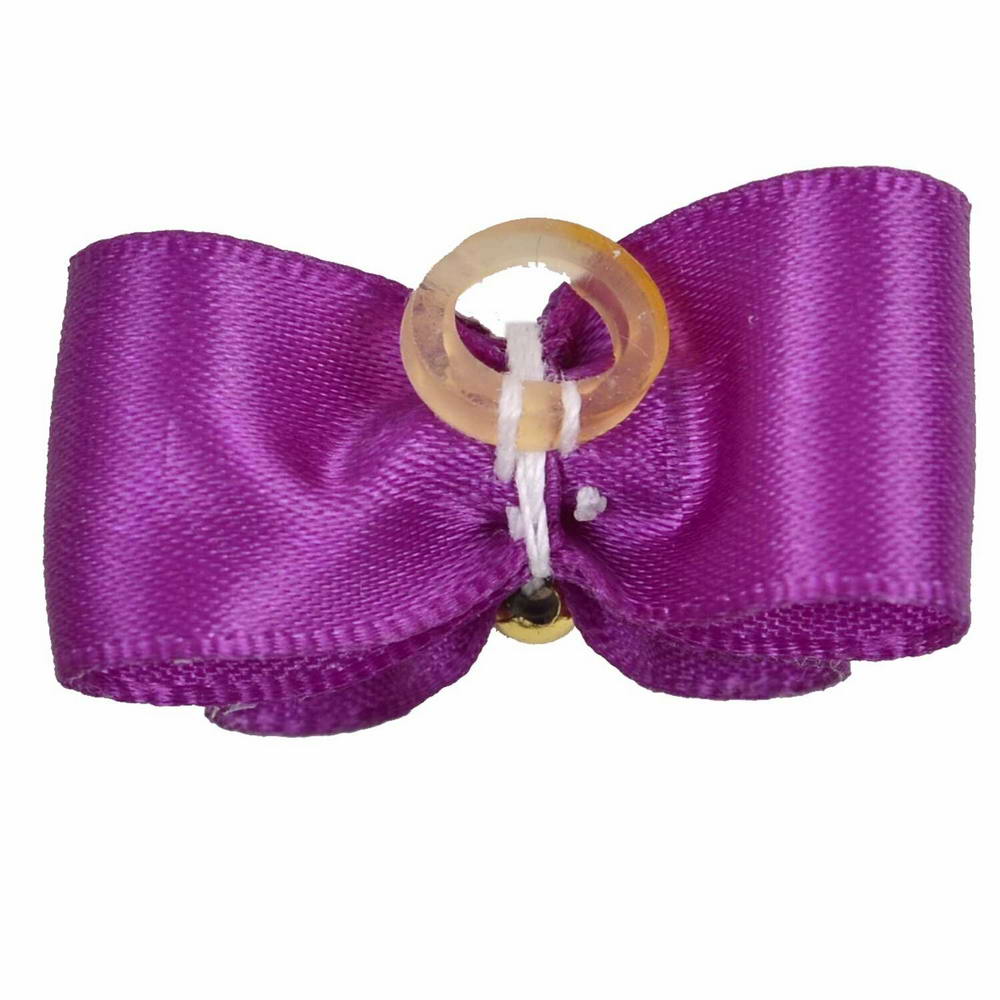 Lazo para el pelo lila con arcoíris y perlas decorativas en el centro, de diseño encantador con goma elástica mod. Oihane de GogiPet