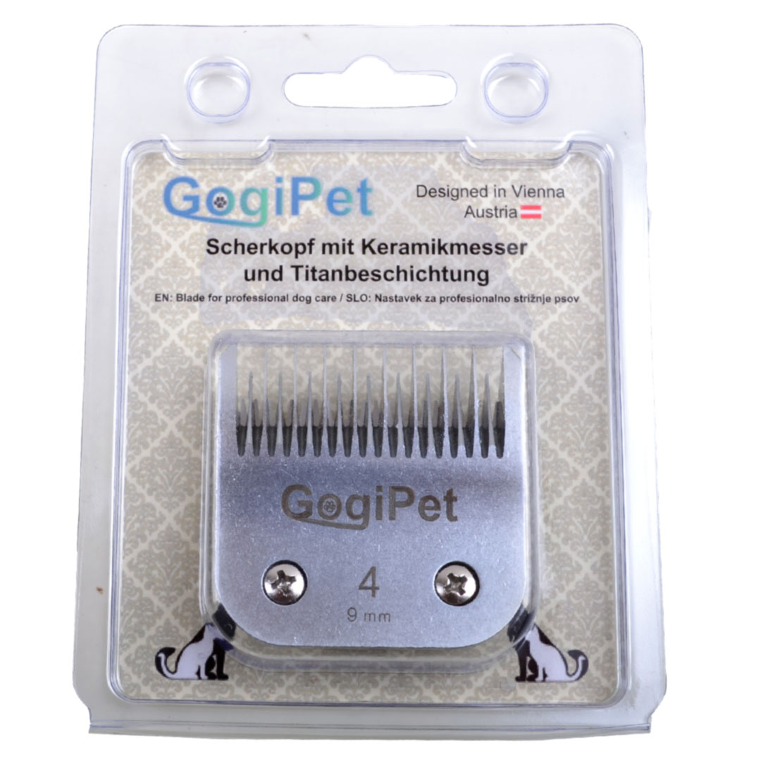 Cabezal de Clip Size 4 de acero con 9 mm de longitud de corte para cortapelos profesionales para perros con el sistema de Clip-SnapOn estándar.