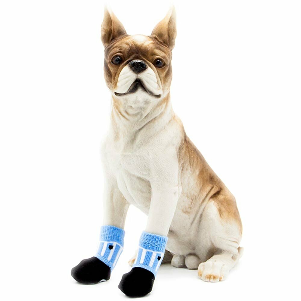 Calcetines antideslizantes para perros GogiPet, rayas blancas azules