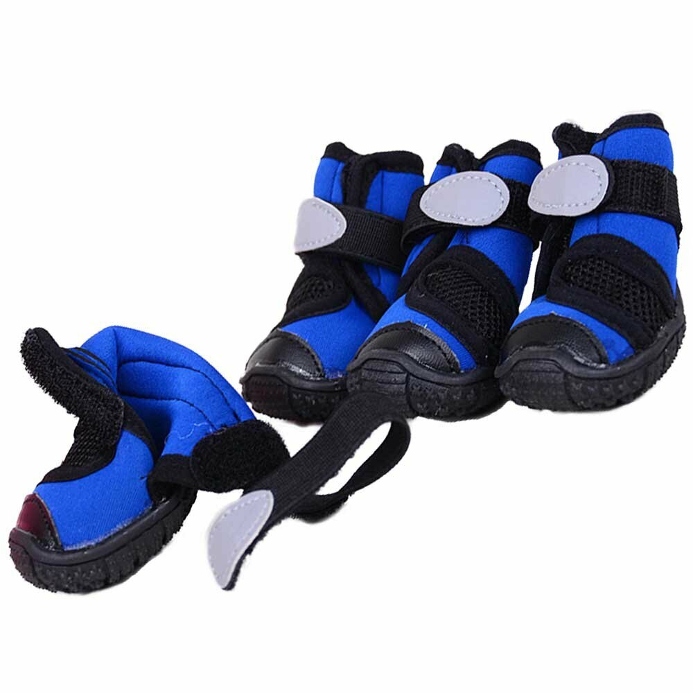 Zapatos de neopreno para perros con suela de goma, azules, 4 unidades