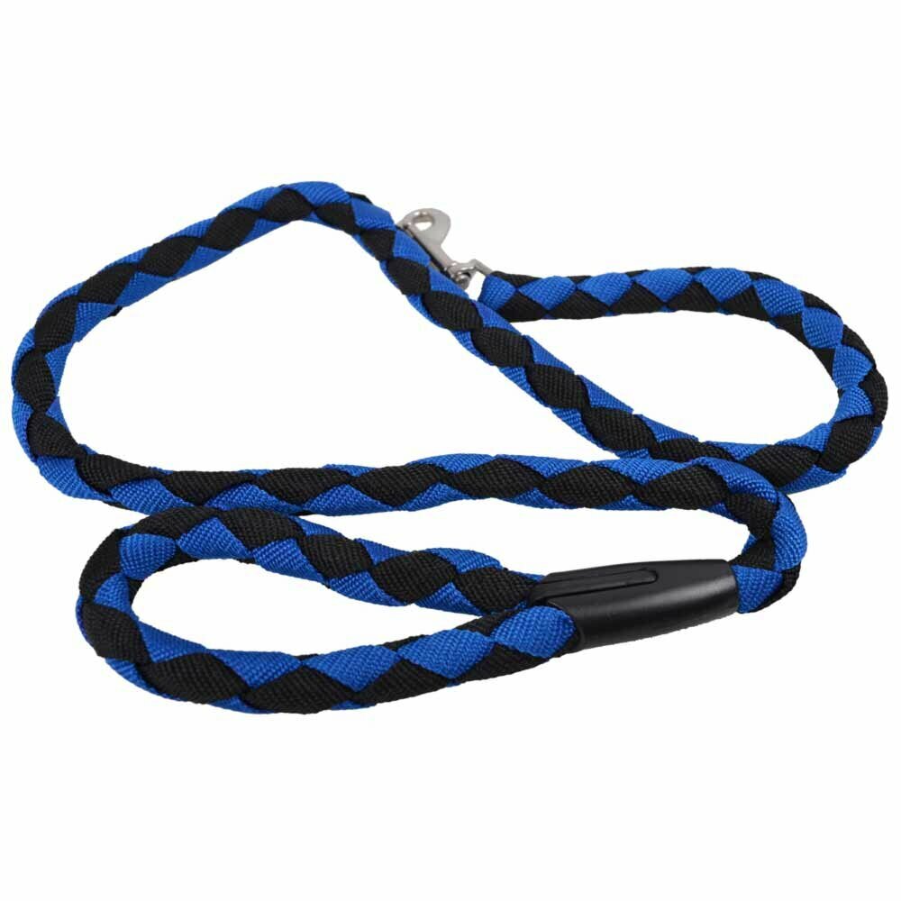 Correa para perros redonda de nylon trenzado muy resistente azul-negra, de 110 x 1,5 cm. GogiPet.