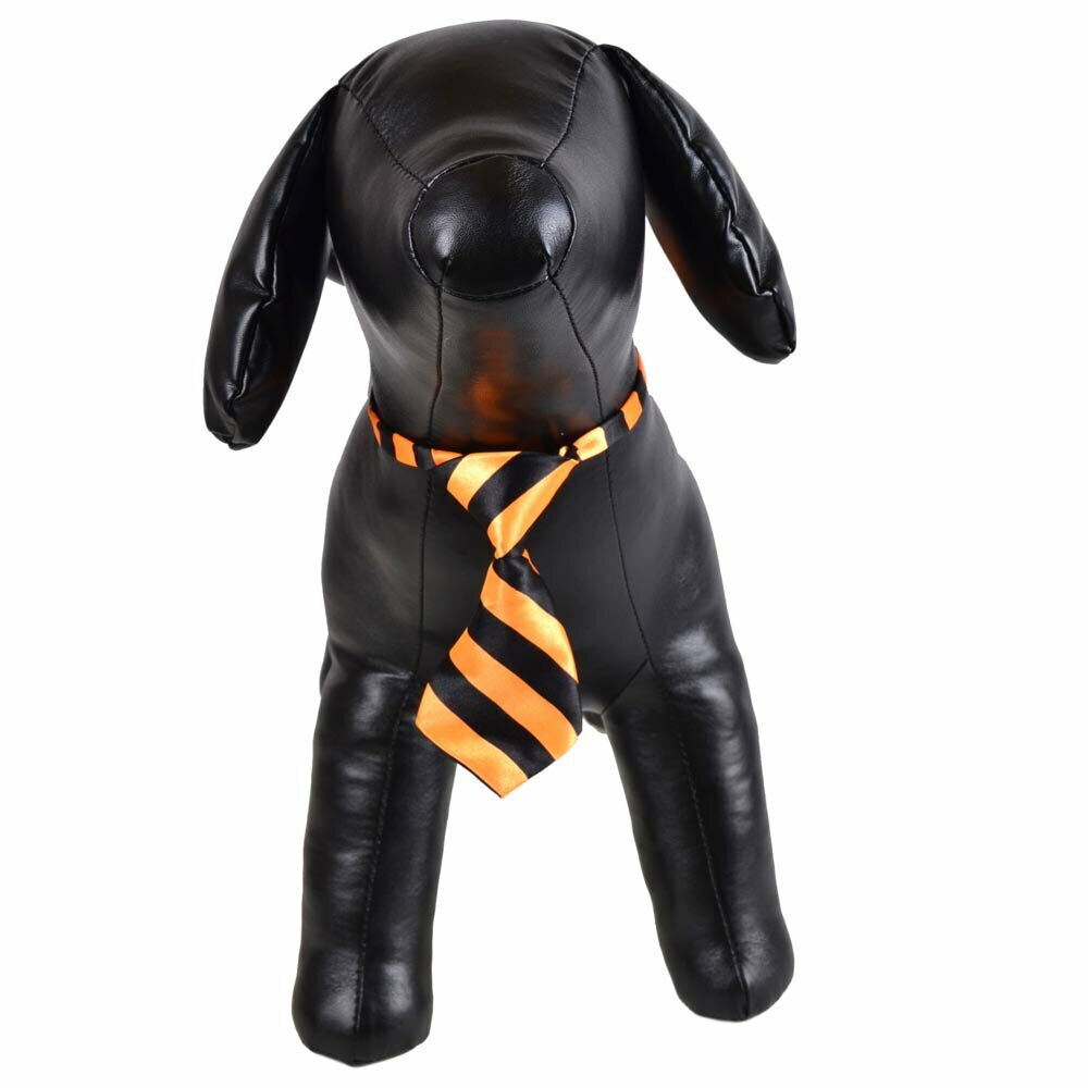 Corbata con rayas negras y naranjas para perros y gatos, grandes y pequeños.