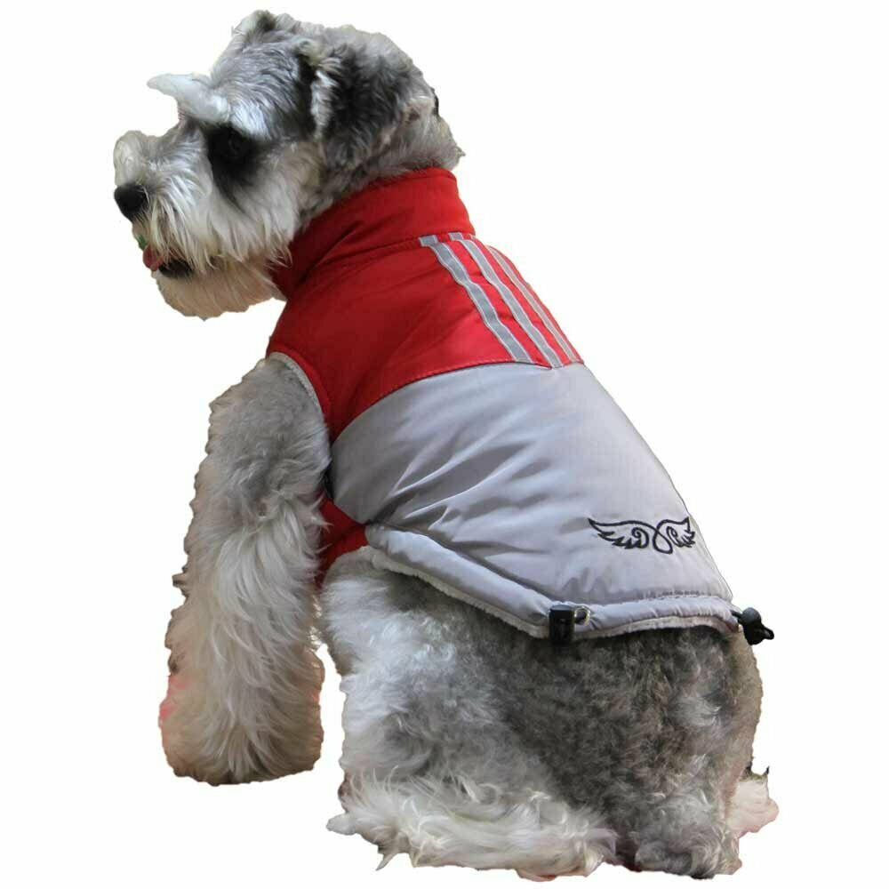 Chaleco cálido para perros  "Alas de amor" de GogiPet, rojo - gris, de alta calidad