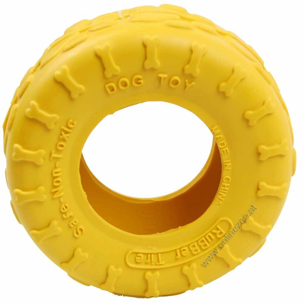 Neumático de coche de 10 cm. Ø de goma no tóxica como juguete para perros.