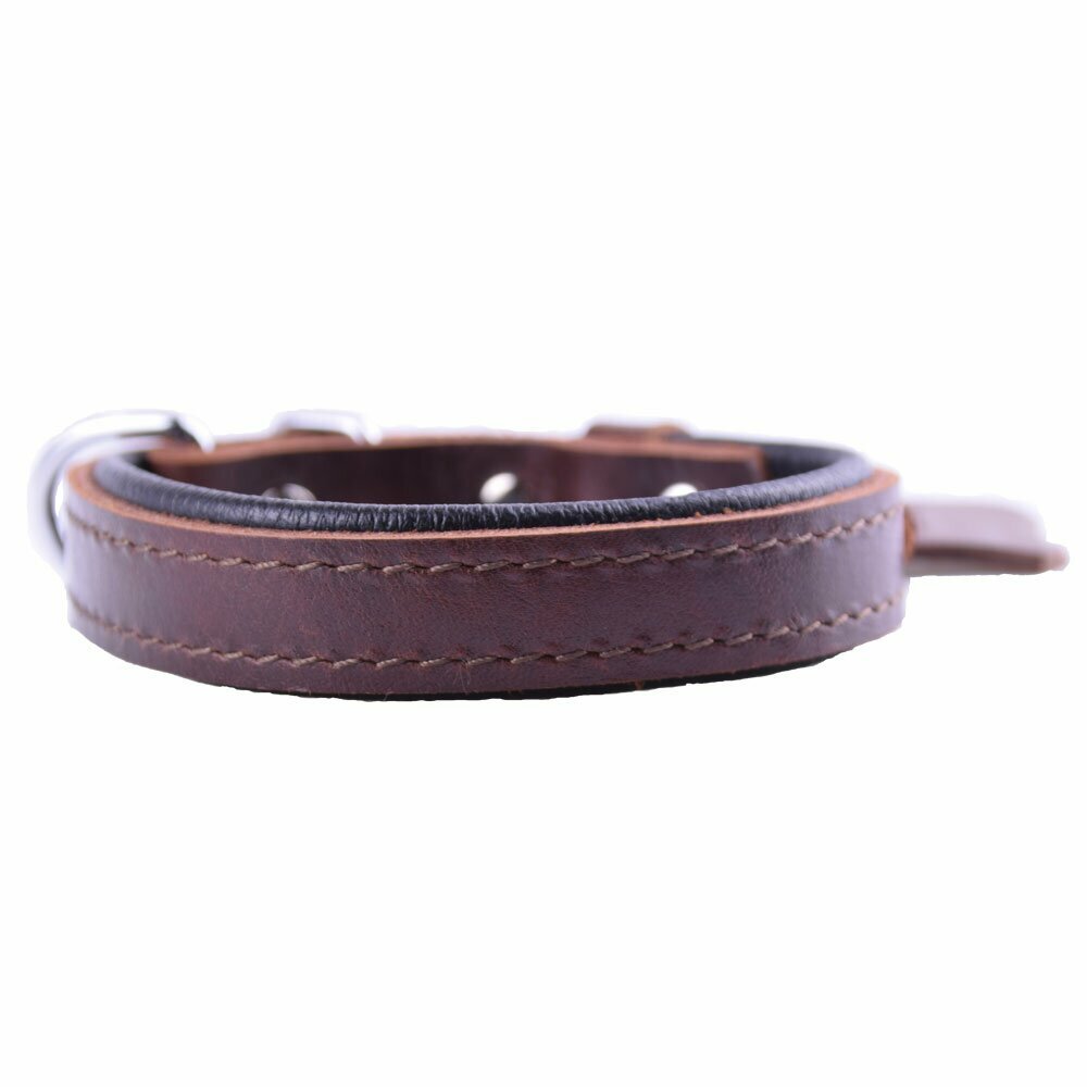 GogiPet® Collar para perro de cuero suave marrón