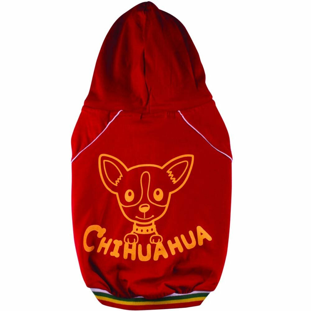 Camiseta para perros roja con capucha "Chihuahua" de DoggyDolly