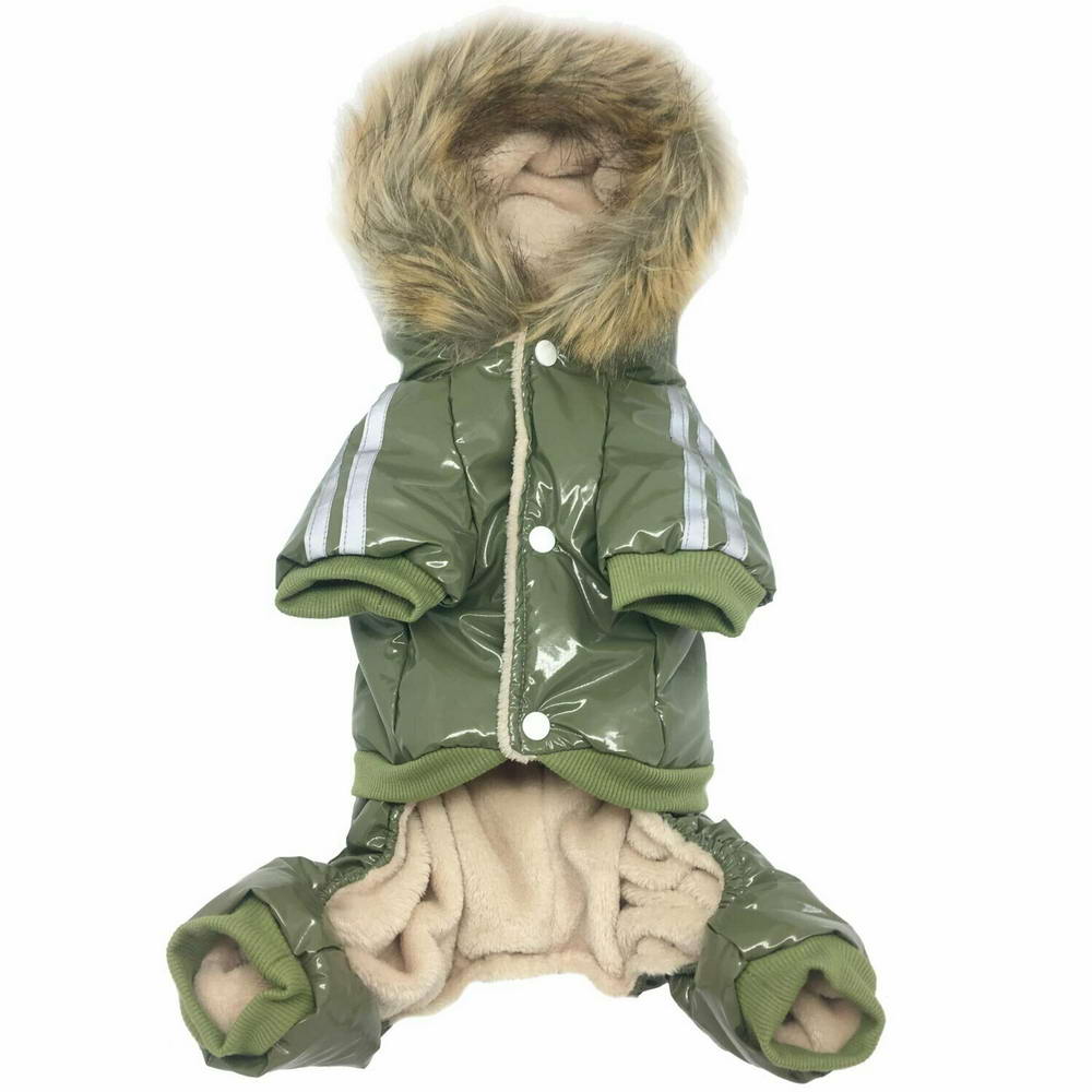 Mono cálido para perros "New York" de GogiPet, verde militar para el invierno