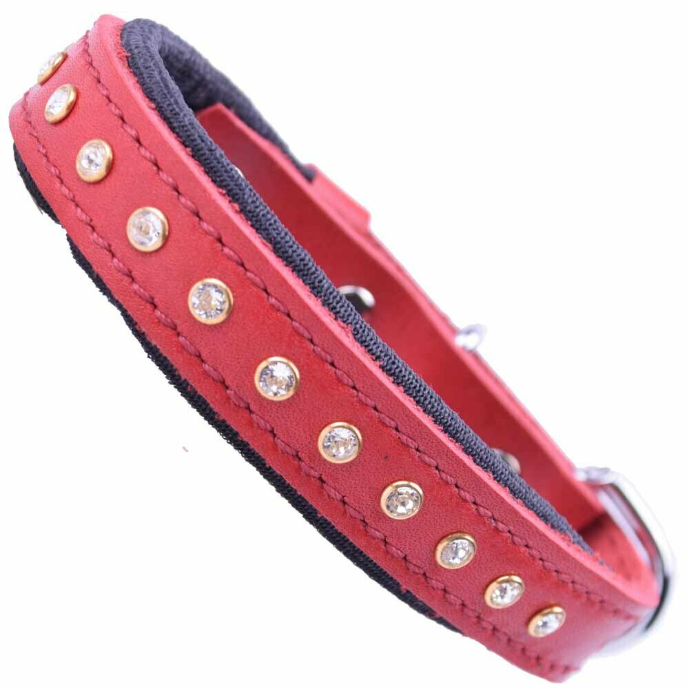 GogiPet® Swarovski rhinestone collar de perro rojo con hermosos cristales de Swarovski