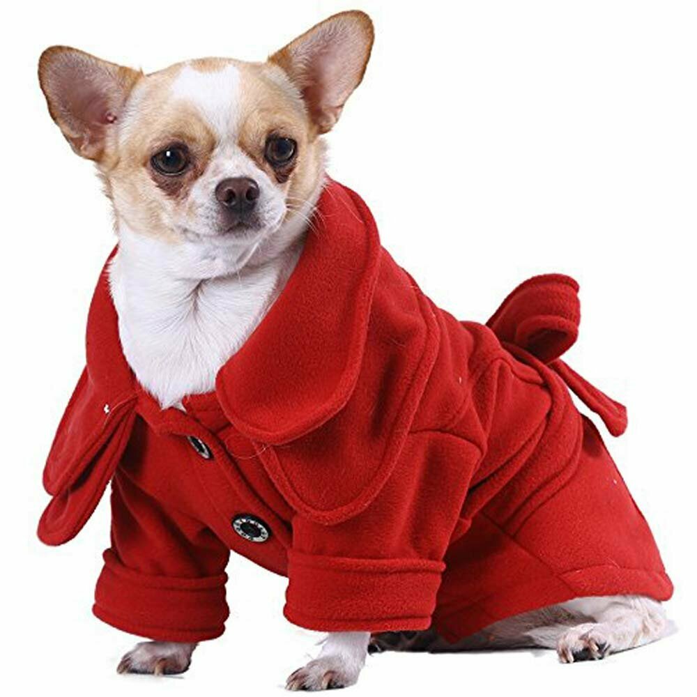 Cálido y elegante abrigo para perros de forro polar rojo de DoggyDolly
