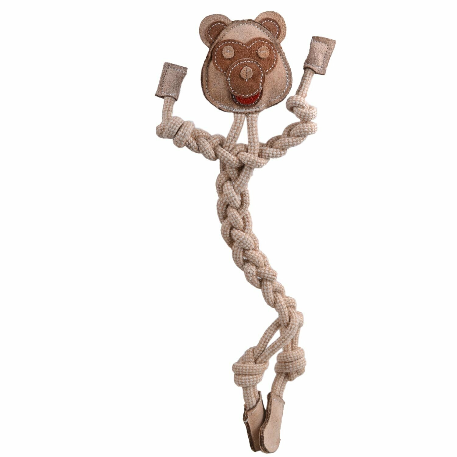 Mordedor para perros en forma de mono de soga y piel de 44 cm. Naturetoy de GogiPet®