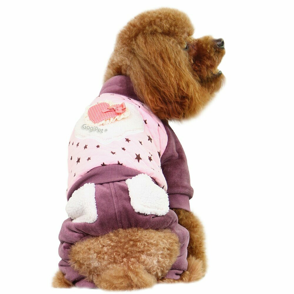 Mono de forro polar para perros con corazón y estrellas GogiPet, rosa