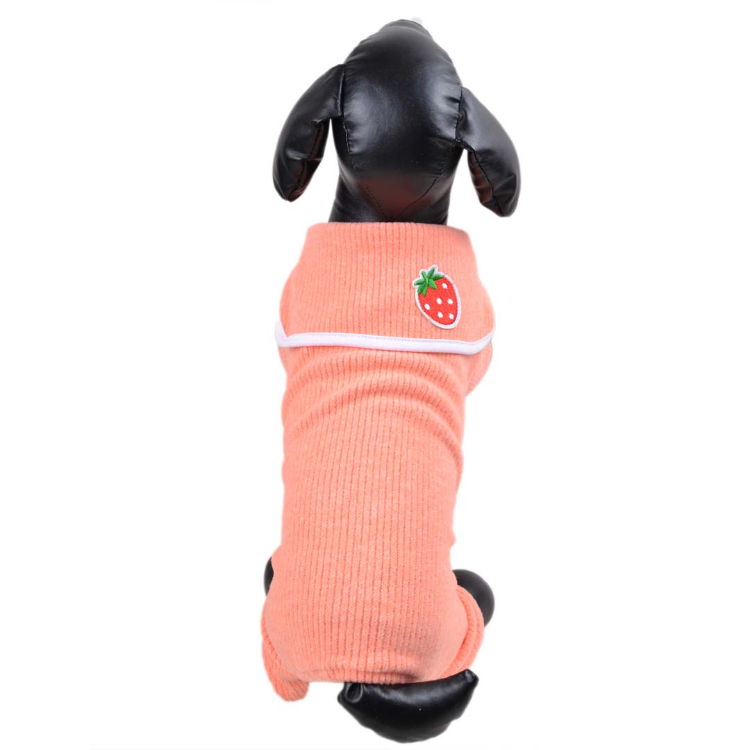 Leggins para perros en color naranja con fresa en el cuello - Moda para perros