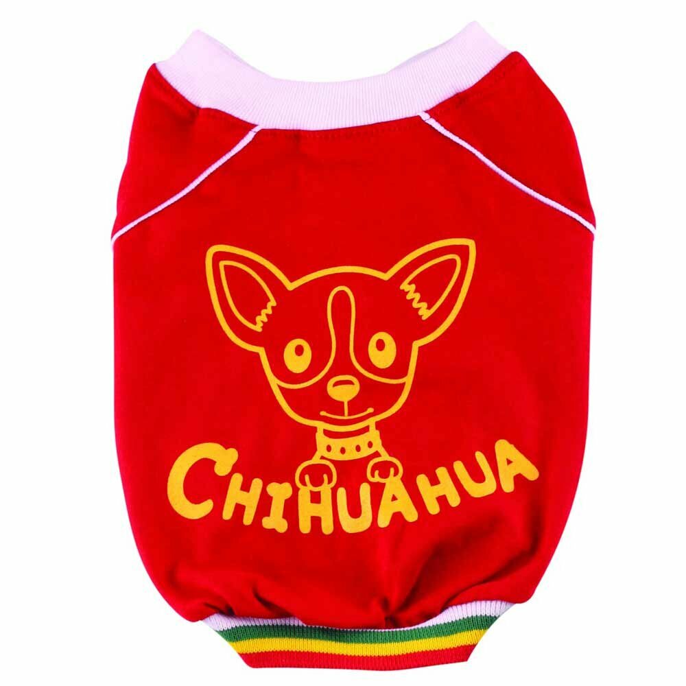 Camiseta para perros con Chihuahua en la espalda de DoggyDolly, roja
