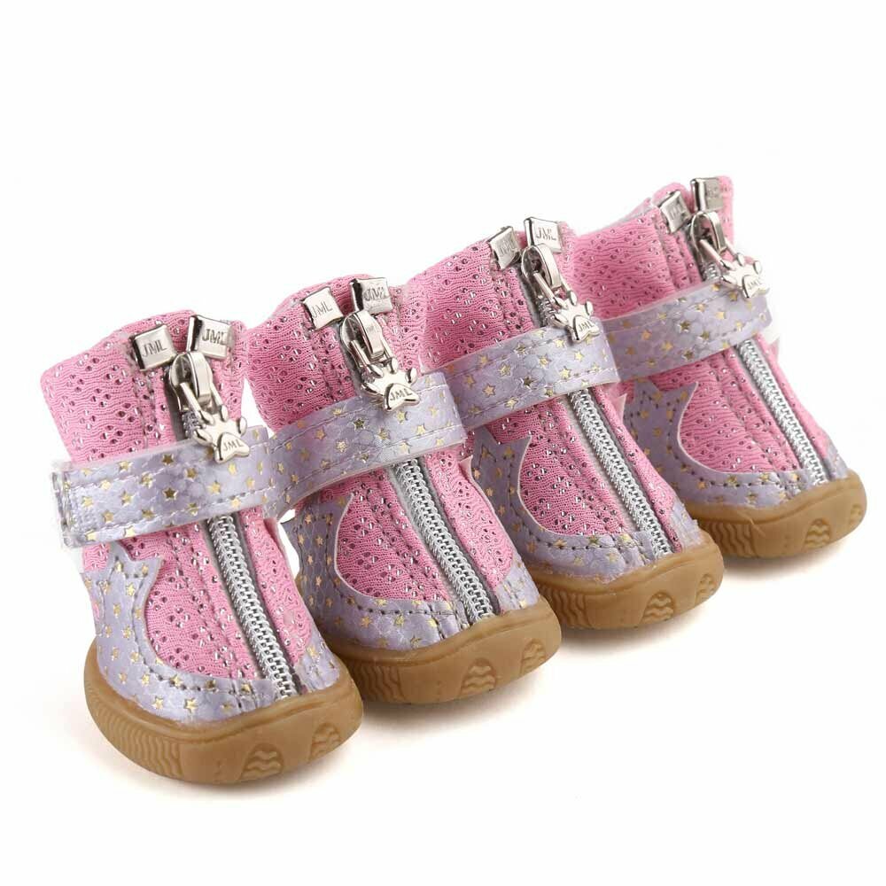 Zapatos para perros GogiPet con suela de goma, estrellas rosas